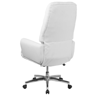 Ergonomic High Back White LeatherSoft Executive Swivel Chair with Metal Accents