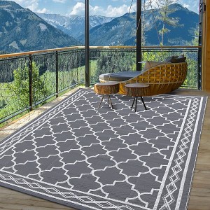Outdoor Rug Waterproof Reversible Rug Outside Plastic Carpet, Stain & UV Resistant Portable RV Mat - 1 of 4