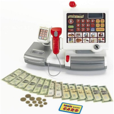 Theo Klein Electronic Interactive Pretend Toy Grocery Store Cash Register with Cash Currency and Item Scanner for Kids Ages 3 Years Old and Up