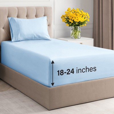 Extra Deep Pocket 4 Piece Sheet Set - Soft Bed Sheets, Fits 18"-24" Mattresses - CGK Linens