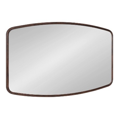 Elegant Caskill Bronze Wood Barrel Wall Mirror 35.9" x 24.25"