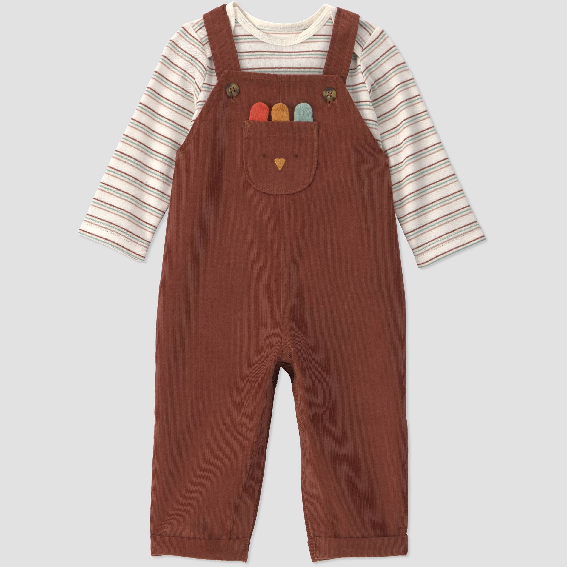 Carter's Just One You® Baby Boys' Turkey Overalls and Long Sleeve Shirt Set - Brown
