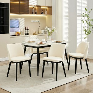Upholstered Dining Chairs Set, Fabric Side Chairs with Padded Seat and Wooden Legs, Modern Chairs for Dining Room, Kitchen, Living Room - 1 of 4