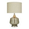 21" x 13" Linen Table Lamp with Faux Mercury Glass Finish Silver - Olivia & May: Modern Cylinder Shade, No Assembly Required - 2 of 4