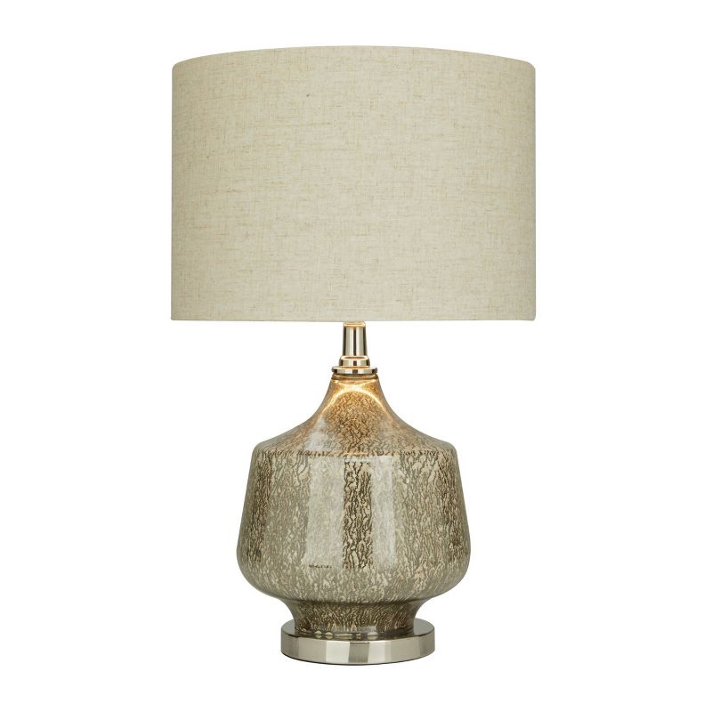 21&#34; x 13&#34; Linen Table Lamp with Faux Mercury Glass Finish Silver - Olivia &#38; May, 1 of 9