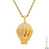 Steeltime 24" 18k gold plated stainless stseel and simulated diamonds hand on basktball pendant - 3 of 4