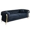 89" Wide Embroidered Velvet Sofa, Chesterfield Design with Gold Metal Trim, 750lb Weight Capacity, Includes 2 Cushions and 2 Decorative Pillows - 3 of 4