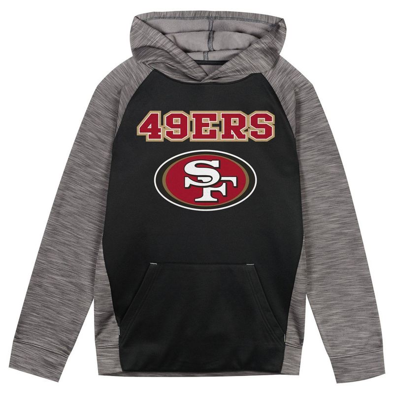 NFL San Francisco 49ers Boys&#39; Black/Gray Long Sleeve Hooded Sweatshirt, 2 of 4