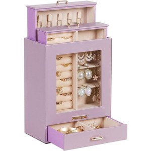 White and Gold Jewelry Box Organizer, Storage Case for Necklaces, Rings, Earrings, Bracelets, Christmas Gift for Women & Girls - 1 of 4