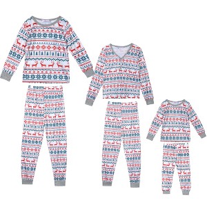 cheibear Christmas Sleepwear Long Sleeve Tee with Pants Loungewear Family Pajama Sets - 1 of 4