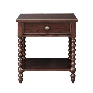 Beckett Nightstand Morocco Brown: Madison Park Bedside Table with Drawer, Modern Rubberwood Veneer - 1 of 4