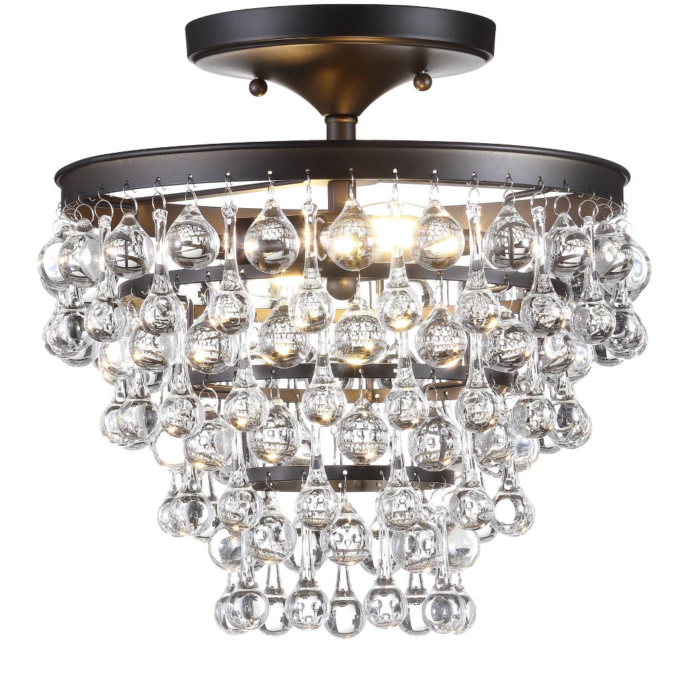 13" Metal/Crystal Toronto Flush Mount: UL Listed, Industrial & Classic - JONATHAN Y