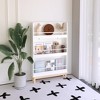 PDTEND White Kids Bookshelf with 3 Tier Front Display and Natural Base - 3 of 4