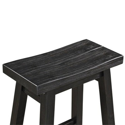Sonoma 24" Distressed Black Charcoal Backless Saddle Wood Stool