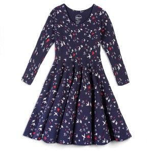 Mightly Girls Fair Trade Organic Cotton Print 3/4 Sleeve Twirl Dress - 1 of 3