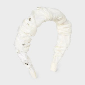 Girls' Ruffled with Beads Headband - Cat & Jack™ Ivory: Hair Styling, All Hair Types, Recycled Polyester - 1 of 3