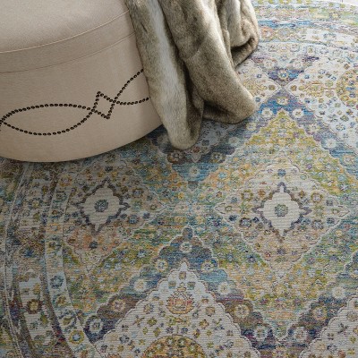 Regal Vintage Blue Diamond 48" Round Synthetic Area Rug