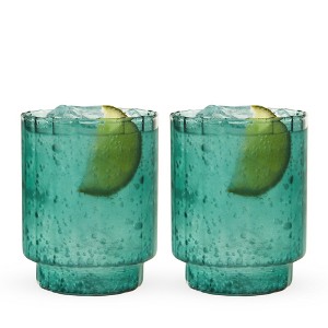 Twine Malachite Optic Glass Tumblers, Stackable Drinking Glasses, Perfect for Cocktails, Mocktails, Iced Coffee, 10 oz, Set of 2, Green - 1 of 4