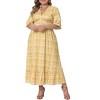 Agnes Orinda Women's Plus Size Boho Floral Bell Sleeve Ruffled Hem Deep V Neck A Line Maxi Dresses - 2 of 4