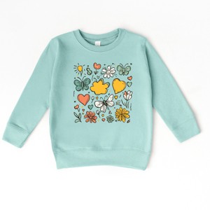 The Juniper Shop Flowers and Butterflies Toddler Sweatshirt - 5/6T - Seafoam - 1 of 4
