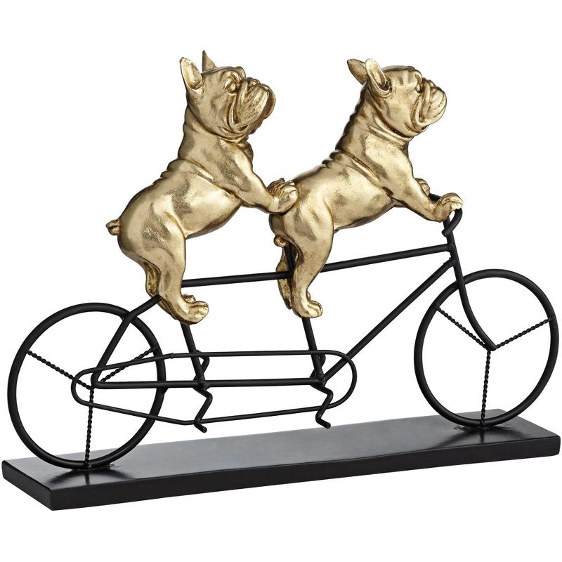 Studio 55D Bulldogs on Bicycle 15 3/4" Wide Gold Sculpture, 1 of 7