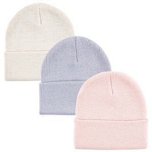 Hudson Baby Family Knit Cuffed Beanie 3pk, Lavender - 1 of 4