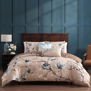 Bebejan Blue Blossom 100% Cotton 5-Piece Reversible Comforter Set - 1 of 4