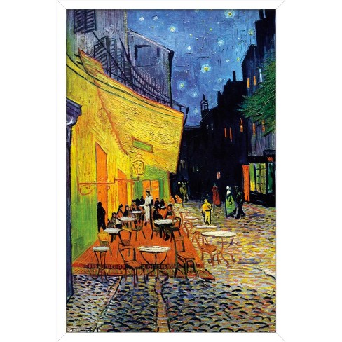 Trends International Café Terrace At Night By Vincent Van Gogh Framed ...