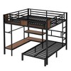 TIRAMISUBEST Queen Over Twin Bunk Bed with Storage Shelves and Hanger, L-Shaped Metal Bunk Bedframe with Ladder and Guardrail for Kids - 4 of 4