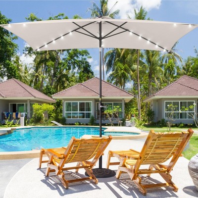 Sonkuki 10x6.5 ft LED Rectangular Patio Market Umbrella w/Tilt Adjustment