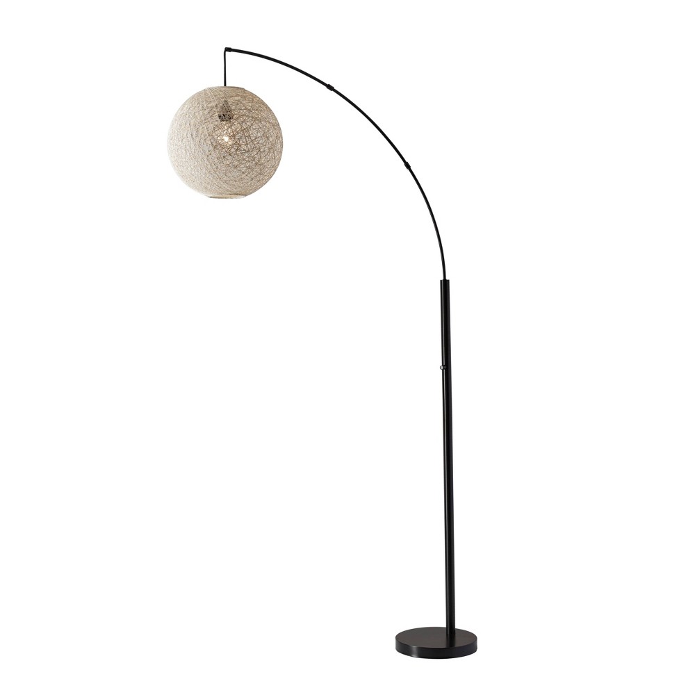 Photos - Floodlight / Street Light Adesso Havana Arc Lamp Natural/Bronze: Cream Rattan, Antique Finish, 3-Way 