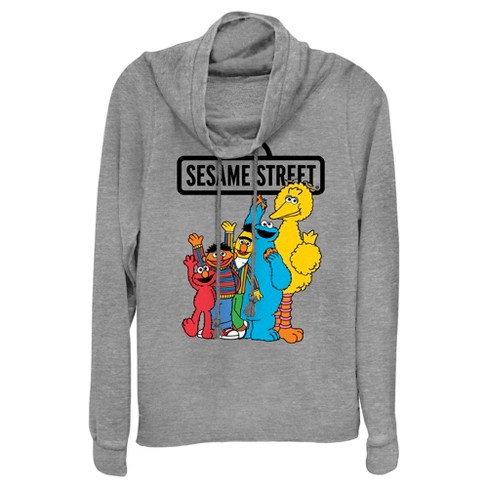 Junior's Sesame Street Friend Group Wave Cowl Neck Sweatshirt - image 1 of 4