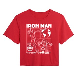 Women's - Marvel - Iron Man Schematic Cropped Graphic T-Shirt - 1 of 4