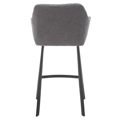 Rodi Gray and Black Leather and Fabric Counter Stool