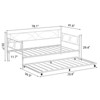 Twin Size Daybed, Metal Daybed Frame with Trundle, Heavy Duty Metal Slats, Mattress Foundation Platform Sofa Bed - 3 of 4