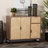 Baxton Studio Josephine Two-Tone Wood and Metal 3 Door Sideboard Walnut Brown/White/Black: Fixed Shelves, Particle Board Frame - 4 of 4