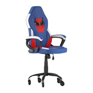 Flash Furniture Stone Ergonomic PC Office Computer Chair - Adjustable Red & Blue Designer Gaming Chair - 360° Swivel - Transparent Roller Wheels - 1 of 4