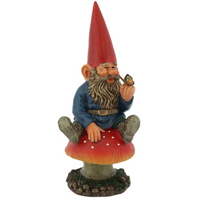 Sunnydaze Adam the Playful Resin Indoor/Outdoor Garden Gnome with Butterfly Outdoor Lawn Statue - 14" H