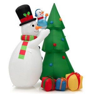Gymax 6' Tall Christmas Inflatable Snowman and Tree Set w/ LED Lights & Sandbags Decorations for Home Garden Mall & School - 1 of 1