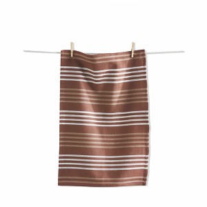 tag Basket Weave Stripe Dishtowel S/6 Latte - 1 of 1