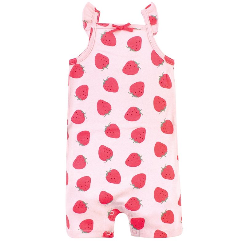 Touched by Nature Baby Girl Organic Cotton Rompers 3pk, Strawberries, 4 of 6