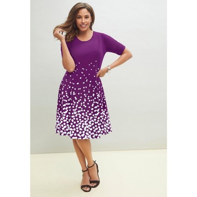 Jessica London Women's Plus Size Stretch Ponte Flare Dress
