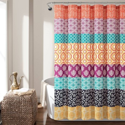 Bohemian Striped Shower Curtain Orange - Lush Décor