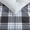 Queen Duvet Cover Set, Cotton Reversible Bedding with Matching Shams, Luxurious Lewis Navy Bedding - 3 of 4