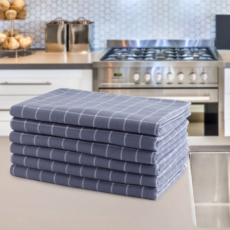 PiccoCasa 100% Cotton Kitchen Towel Cleaning Drying Absorbent Dish Towels 6 Pcs, 2 of 6