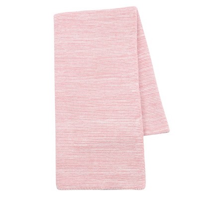 Lambs & Ivy Signature Pink/White 100% Cotton Marl Textured Knit Baby Blanket