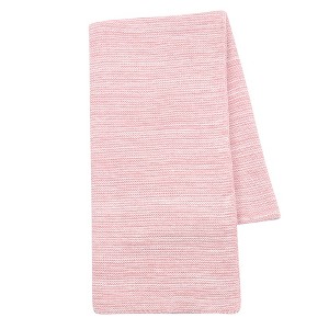 Lambs & Ivy Signature Pink/White 100% Cotton Marl Textured Knit Baby Blanket - 1 of 4