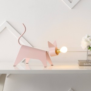 11.75" Penelope Modern Industrial Iron Feline Kids' Lamp (Includes LED Light Bulb) Pink - JONATHAN Y - 1 of 4