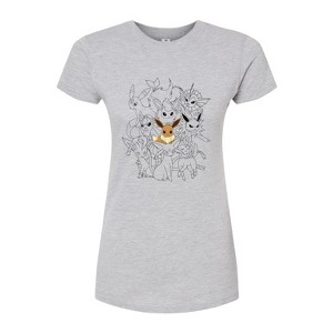 Women's - Pokémon - Eevee Group Fitted Graphic T-Shirt - 1 of 3
