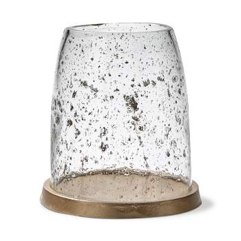 TAG Pebble Clear Glass Hurricane Pillar Candle Holder Small, 5.0L x 5.0W x 5.5H Inches